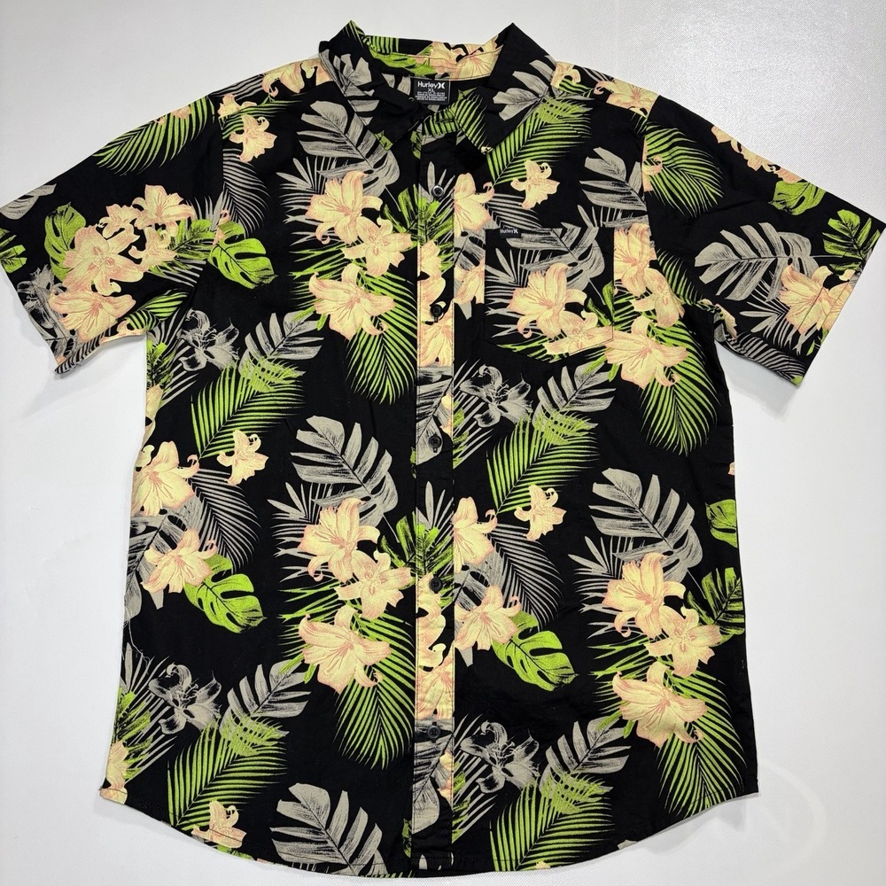 Hurley Boys Hawaiian Shirt Lot 2 Youth XL Flamingo Tropical Button Up Short Slee - Picture 3 of 13